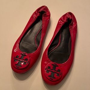 Tory Burch red patent leather flats